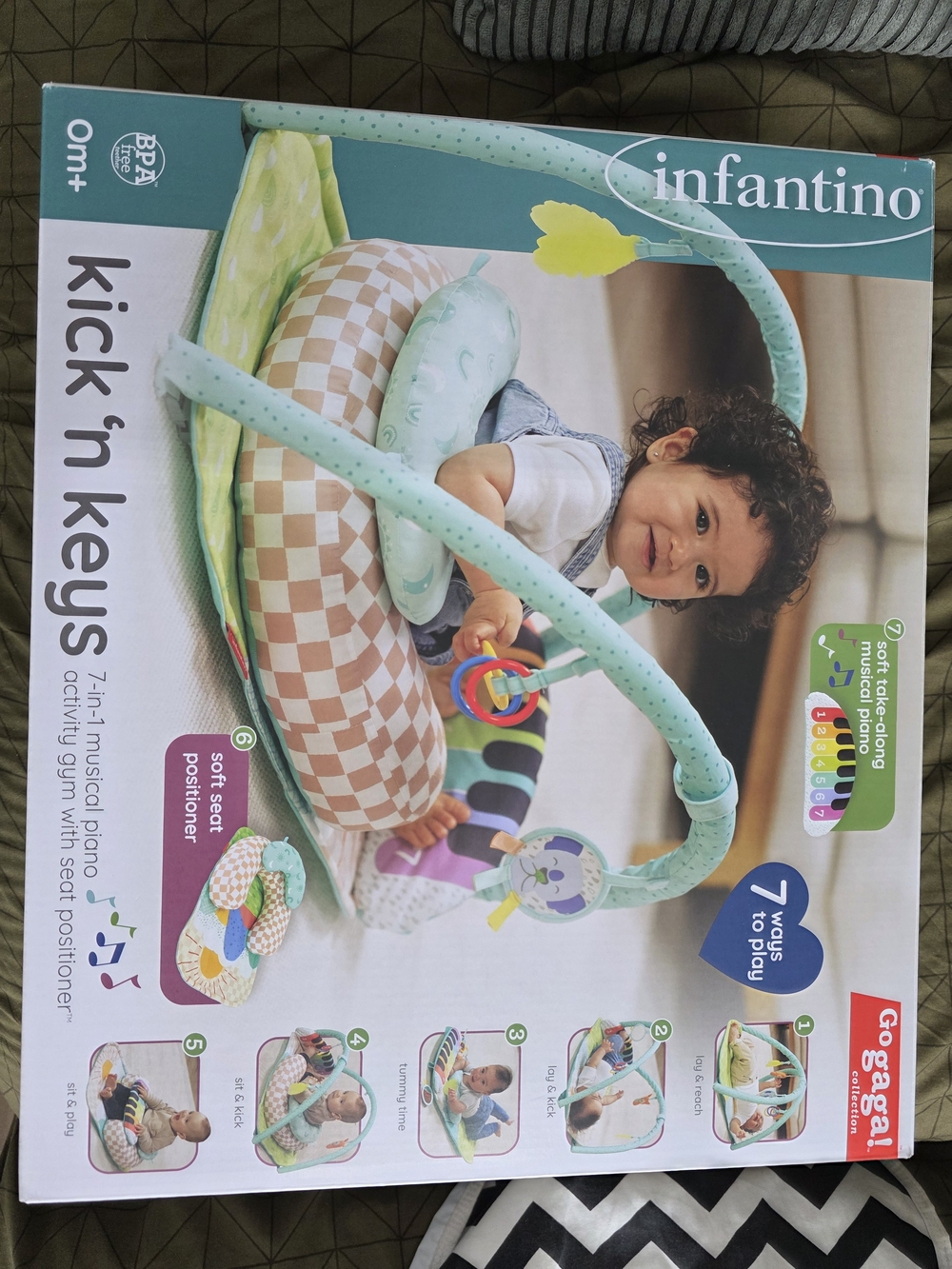 Infantino Kick 'n Keys 7-in-1 Musical Activity Gym - Mint & Brown